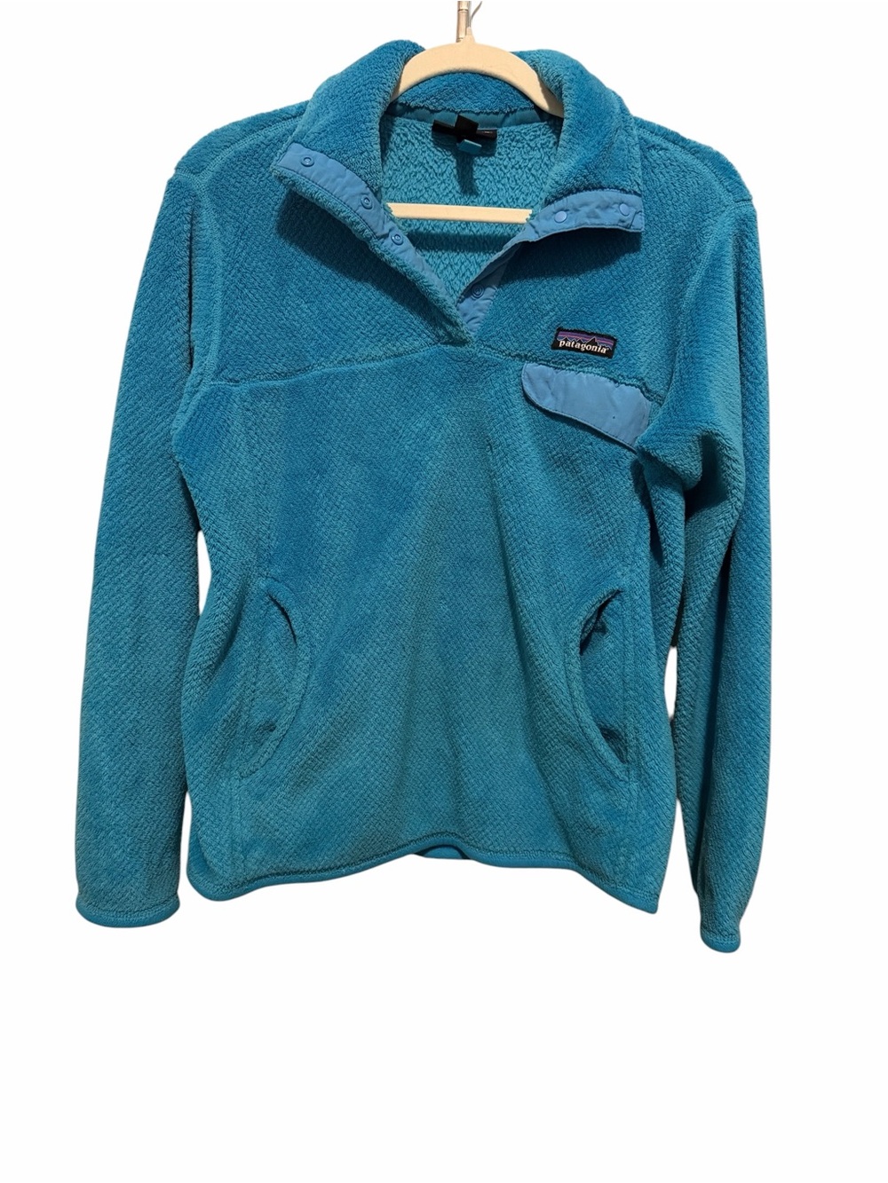 Patagonia Women’s Teal Fleece Long Sleeve Snap-Quarter Fleece MED